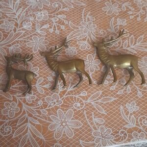 Brass metal deer 3 pieces set